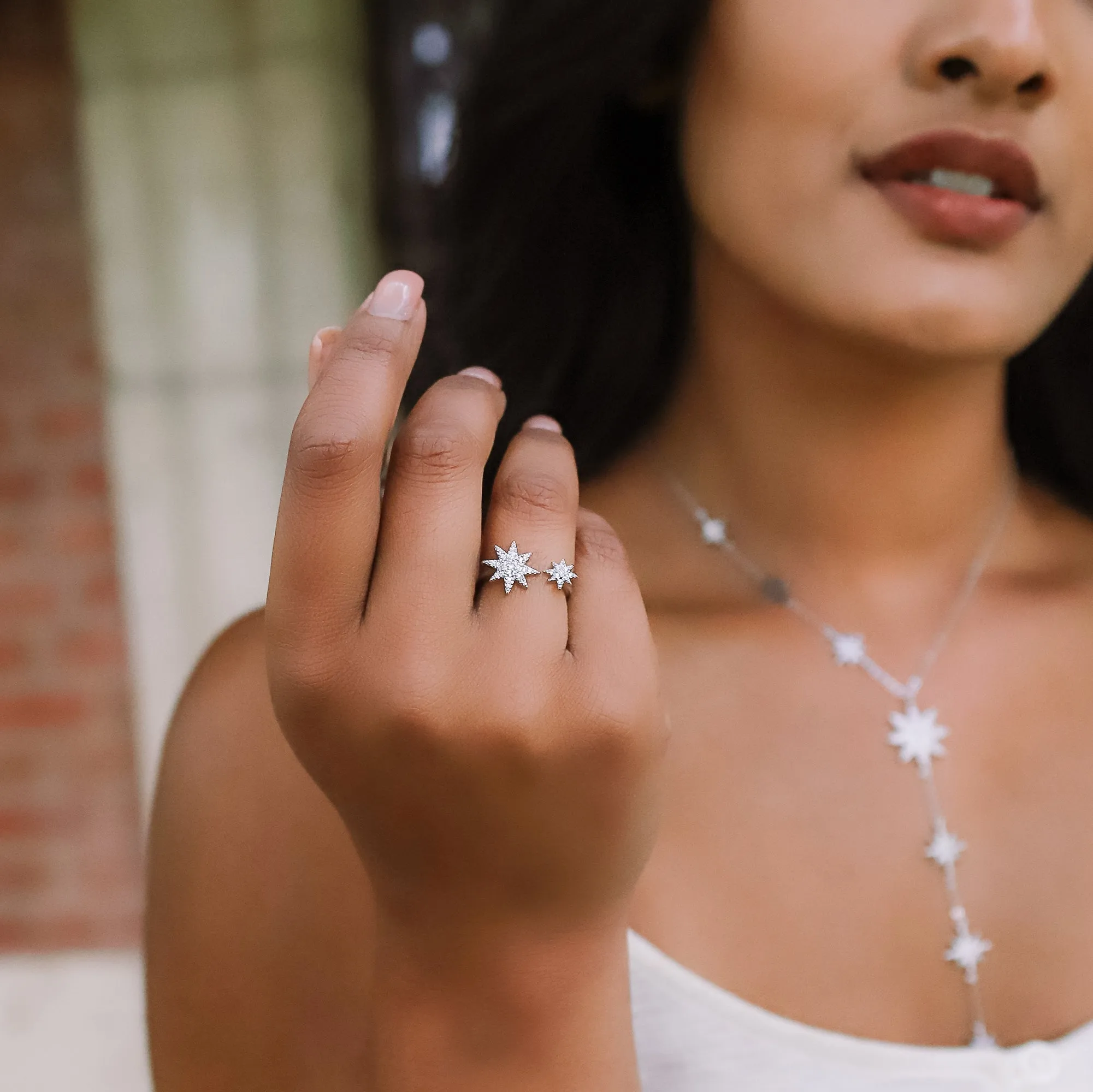 Juliet Star Burst Y Drop Necklace | 925 Sterling Silver