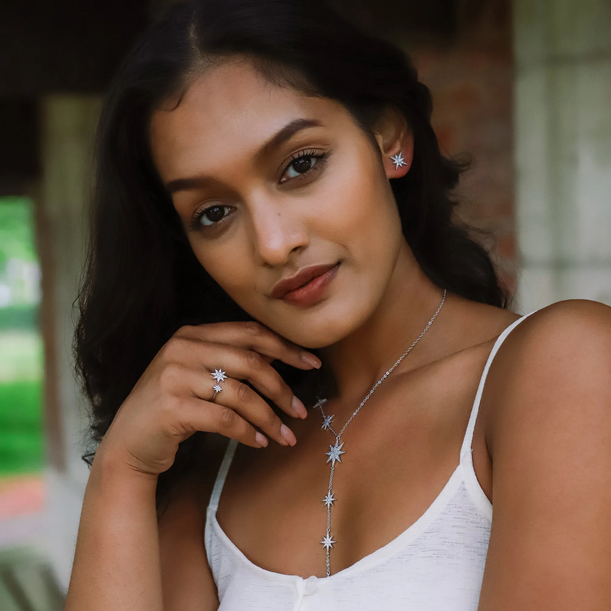 Juliet Star Burst Y Drop Necklace | 925 Sterling Silver