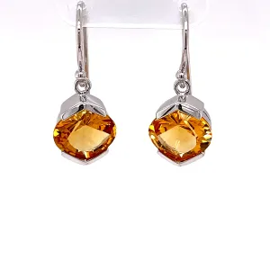 Kaleidoscope Laser Cut Golden Citrine Dangle Earrings