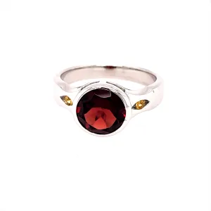 Kaleidoscope Round Garnet Golden Citrine Ring