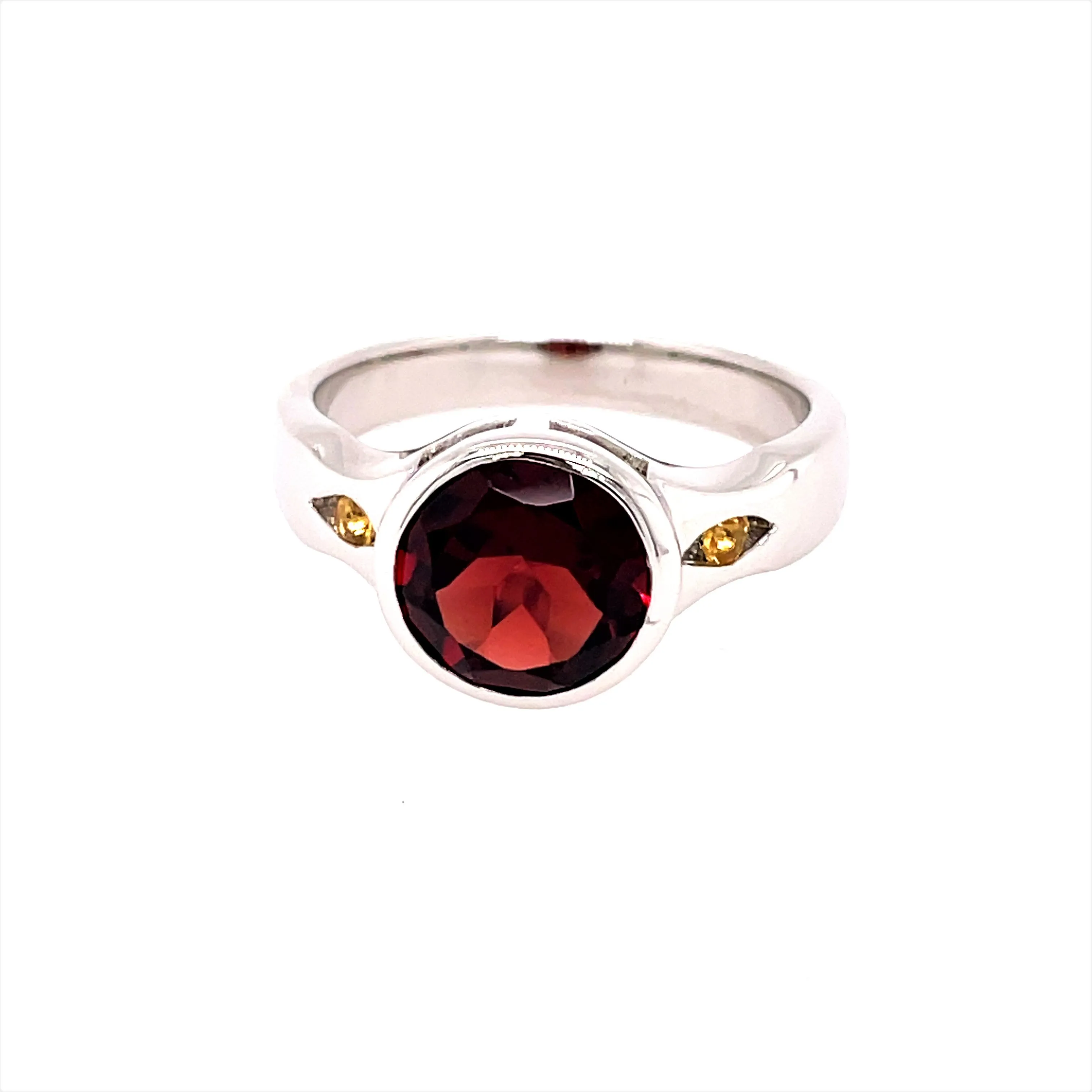Kaleidoscope Round Garnet Golden Citrine Ring