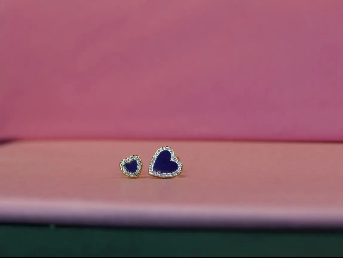 Kendi Gemstone and CZ Heart Studs, Gold Vermeil