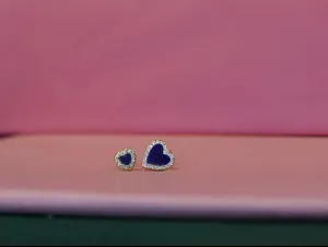 Kendi Gemstone and CZ Heart Studs, Gold Vermeil