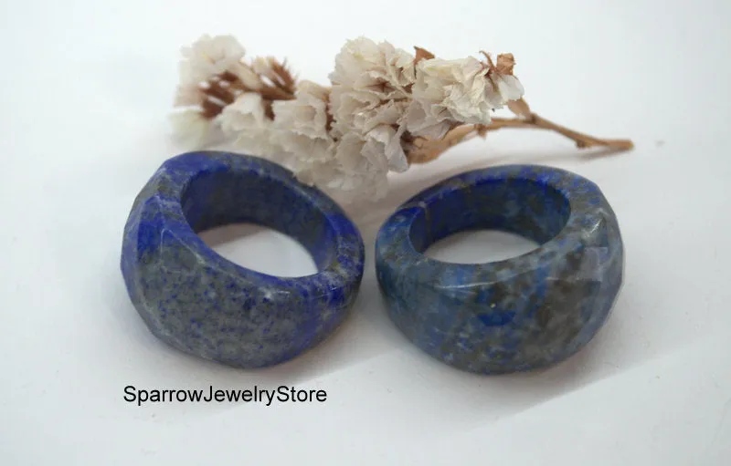Lapis lazuli crystal ring band Stone ring size 11 12 Solid stacking ring Eastern style unisex ring Gift for her him Healing crystal jewelry