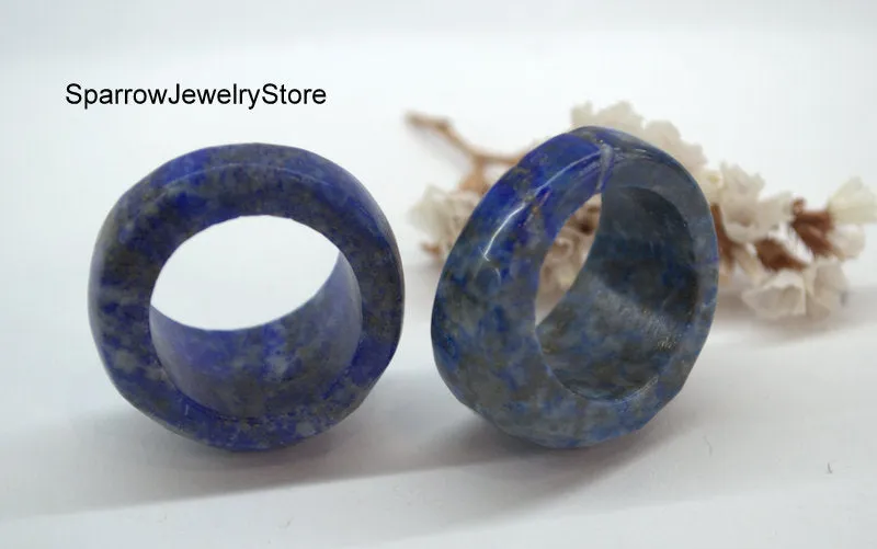 Lapis lazuli crystal ring band Stone ring size 11 12 Solid stacking ring Eastern style unisex ring Gift for her him Healing crystal jewelry