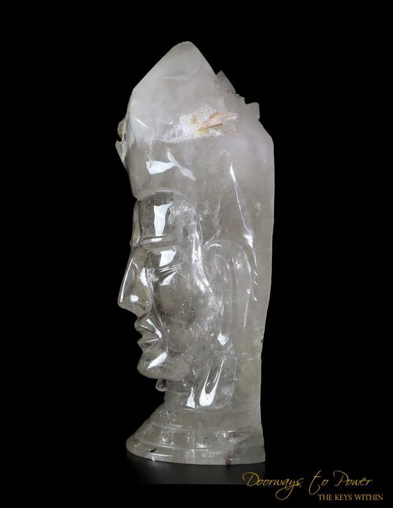 Large Citrine Cathedral Quartz Crystal Buddha Head Sculpture