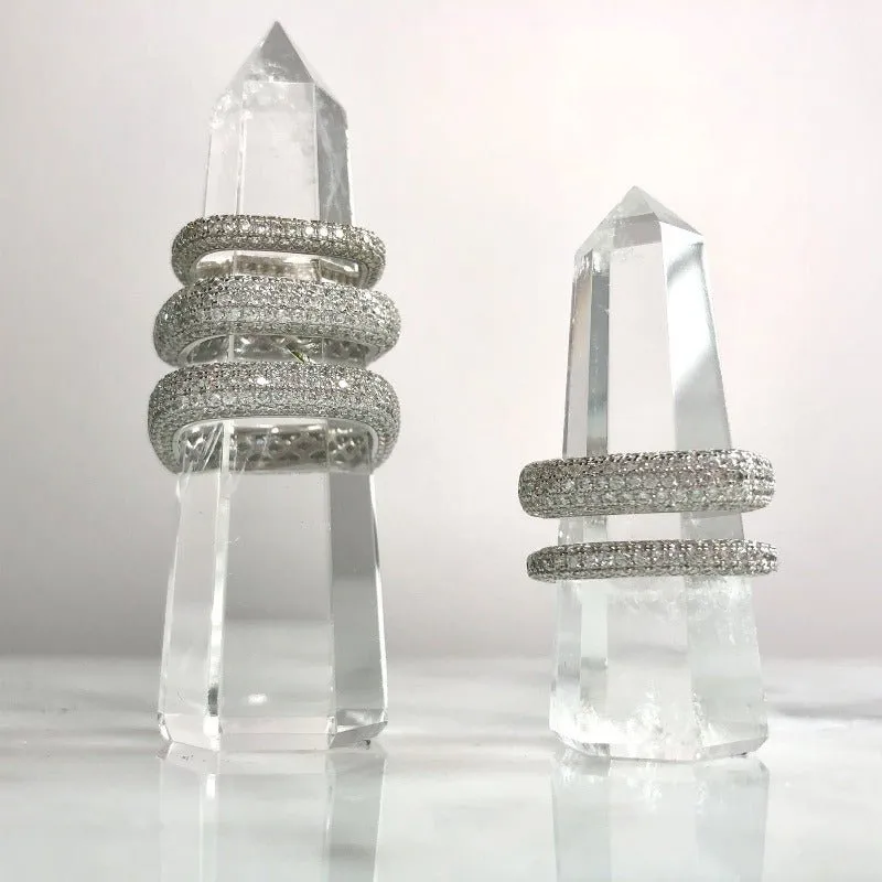 Medium Silver Pave Square Ring