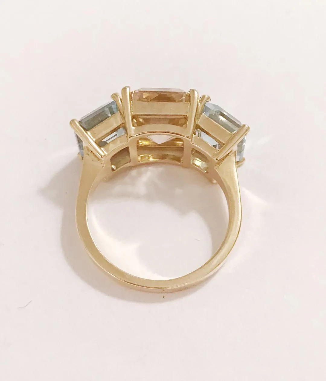 Mini Yellow Gold Semi Precious Emerald Cut Ring