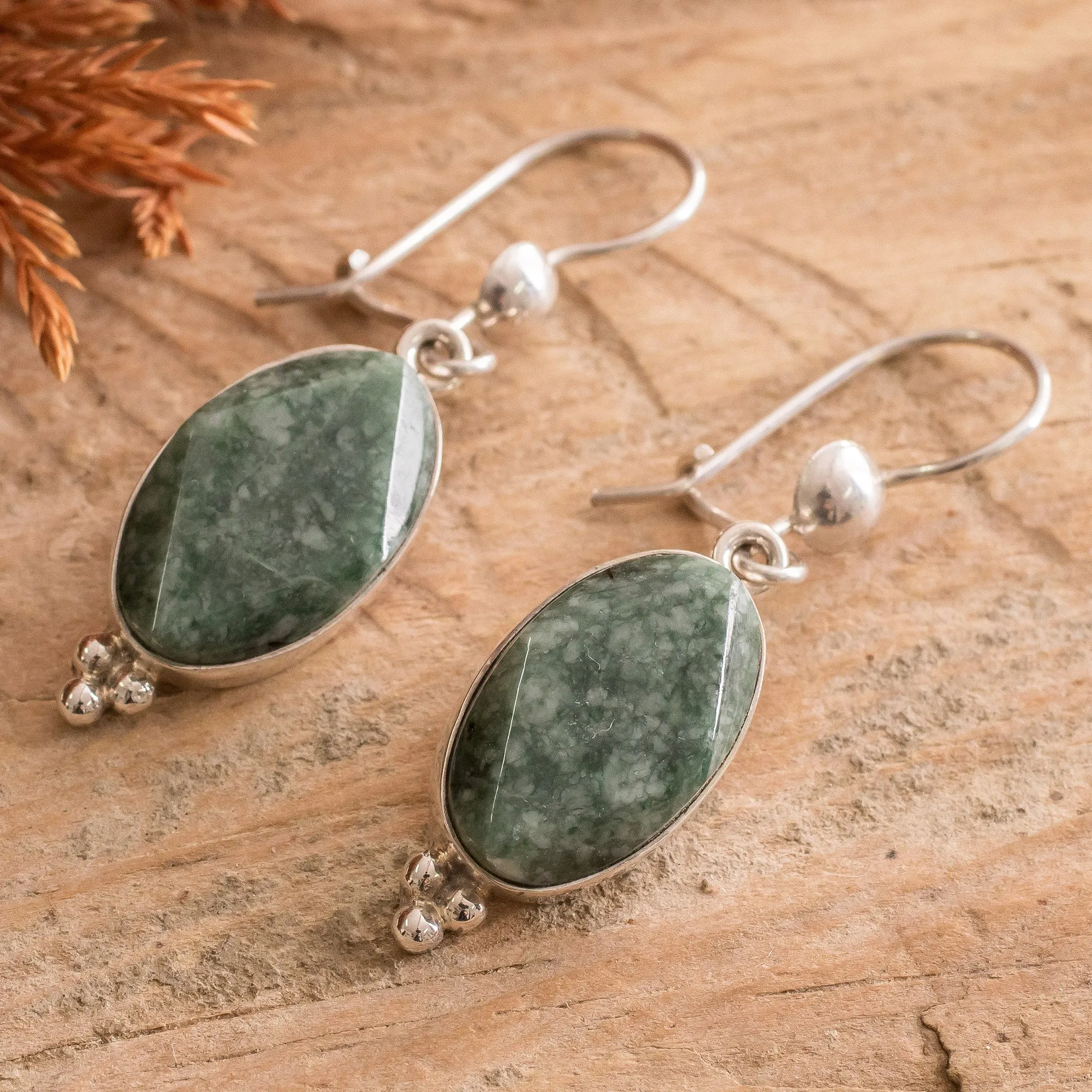 Modern Handmade Faceted Green Jade Earrings - Three Desires | NOVICA
