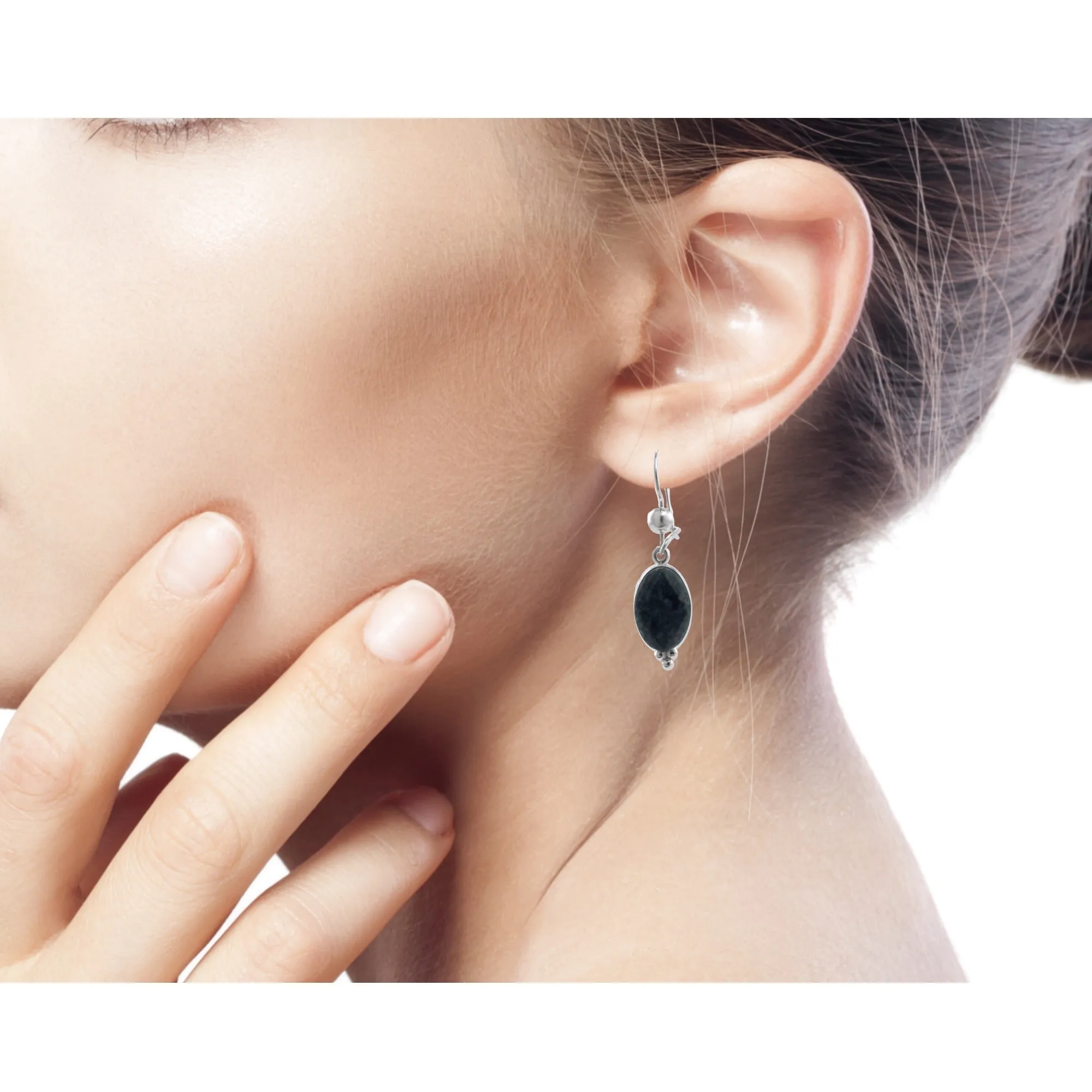 Modern Handmade Faceted Green Jade Earrings - Three Desires | NOVICA