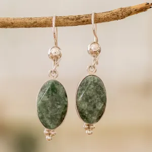 Modern Handmade Faceted Green Jade Earrings - Three Desires | NOVICA