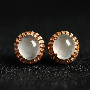 Natural Jade Earrings Jadeite Gold Earrings EG14