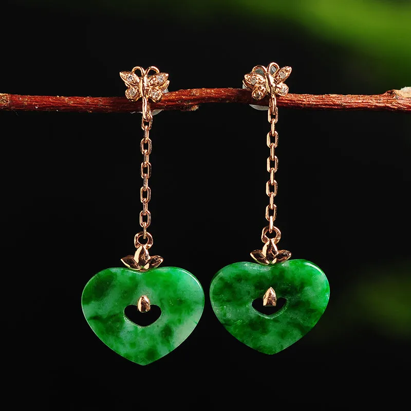 Natural Jade Earrings Jadeite Gold Earrings EG40