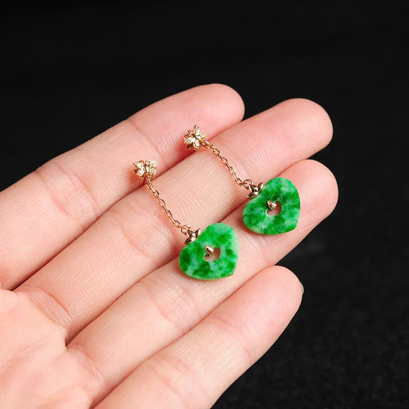 Natural Jade Earrings Jadeite Gold Earrings EG40