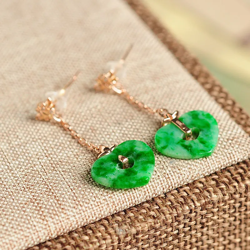 Natural Jade Earrings Jadeite Gold Earrings EG40