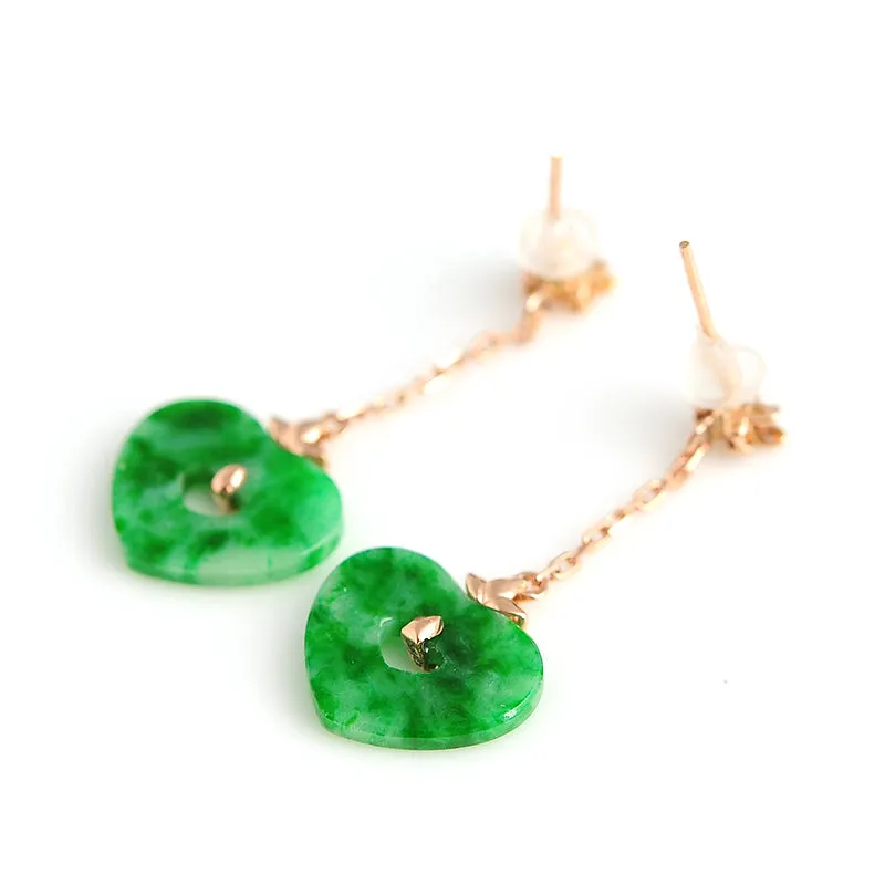 Natural Jade Earrings Jadeite Gold Earrings EG40