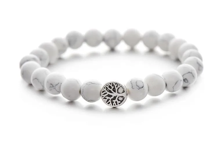 Natural Stone with Tree of Life Pendant Couple Bracelet