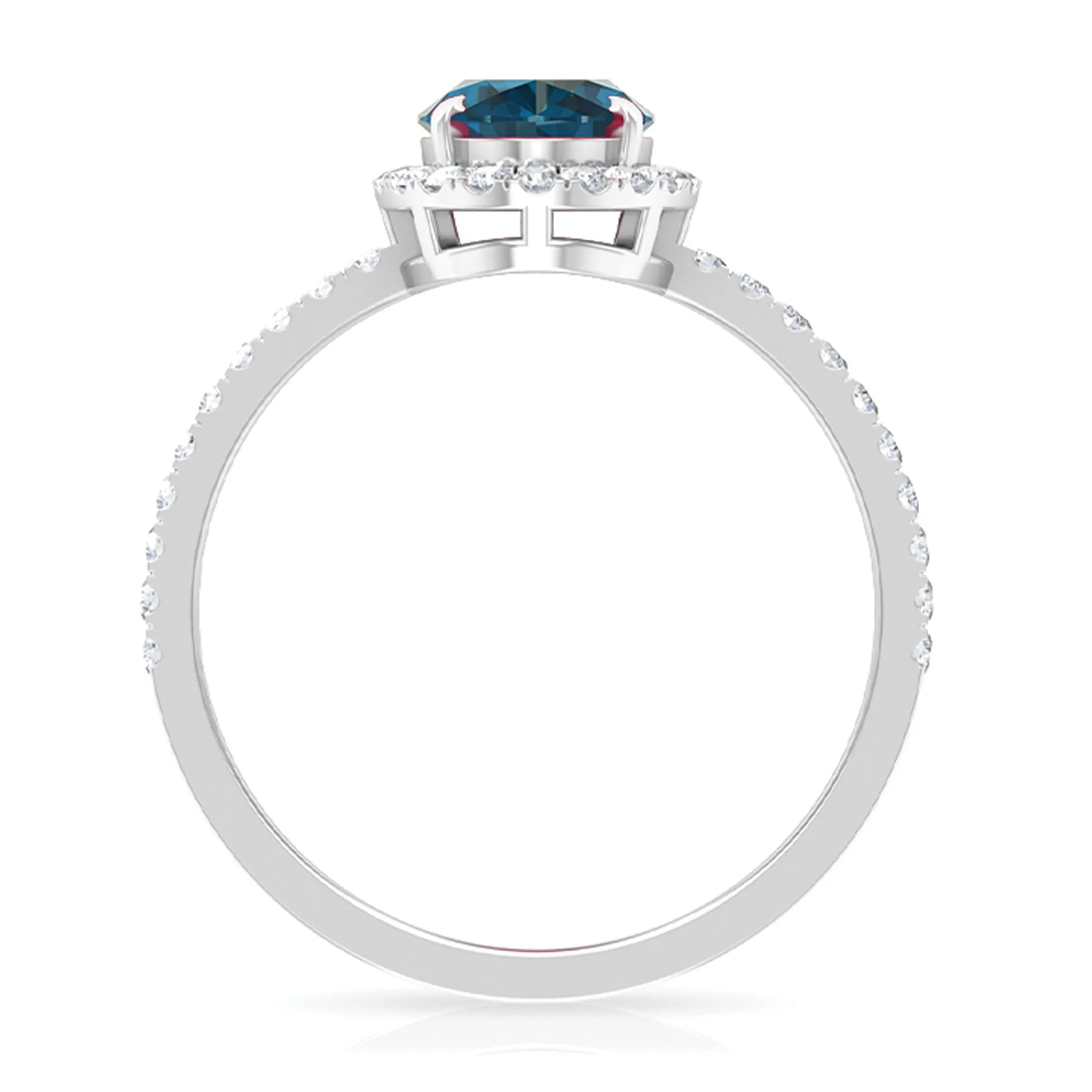 Oval Shape London Blue Topaz Cocktail Engagement Ring with Diamond