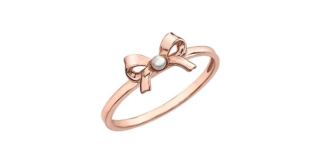 Pearl Rose Gold RibbonRing Stack