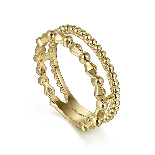 Pyramid Easy Stackable Ring in 14K Yellow Gold