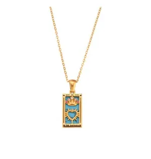 "The Empress" CZ Stone Inlaid Intricate Tarot Card Necklace