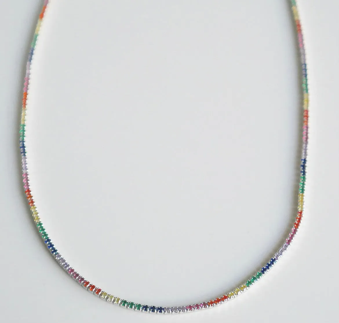 Rainbow Choker Necklace Diamond CZ .925 sterling silver Tennis Necklaces Jewelry Sets