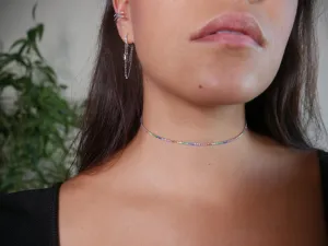 Rainbow Choker Necklace Diamond CZ .925 sterling silver Tennis Necklaces Jewelry Sets