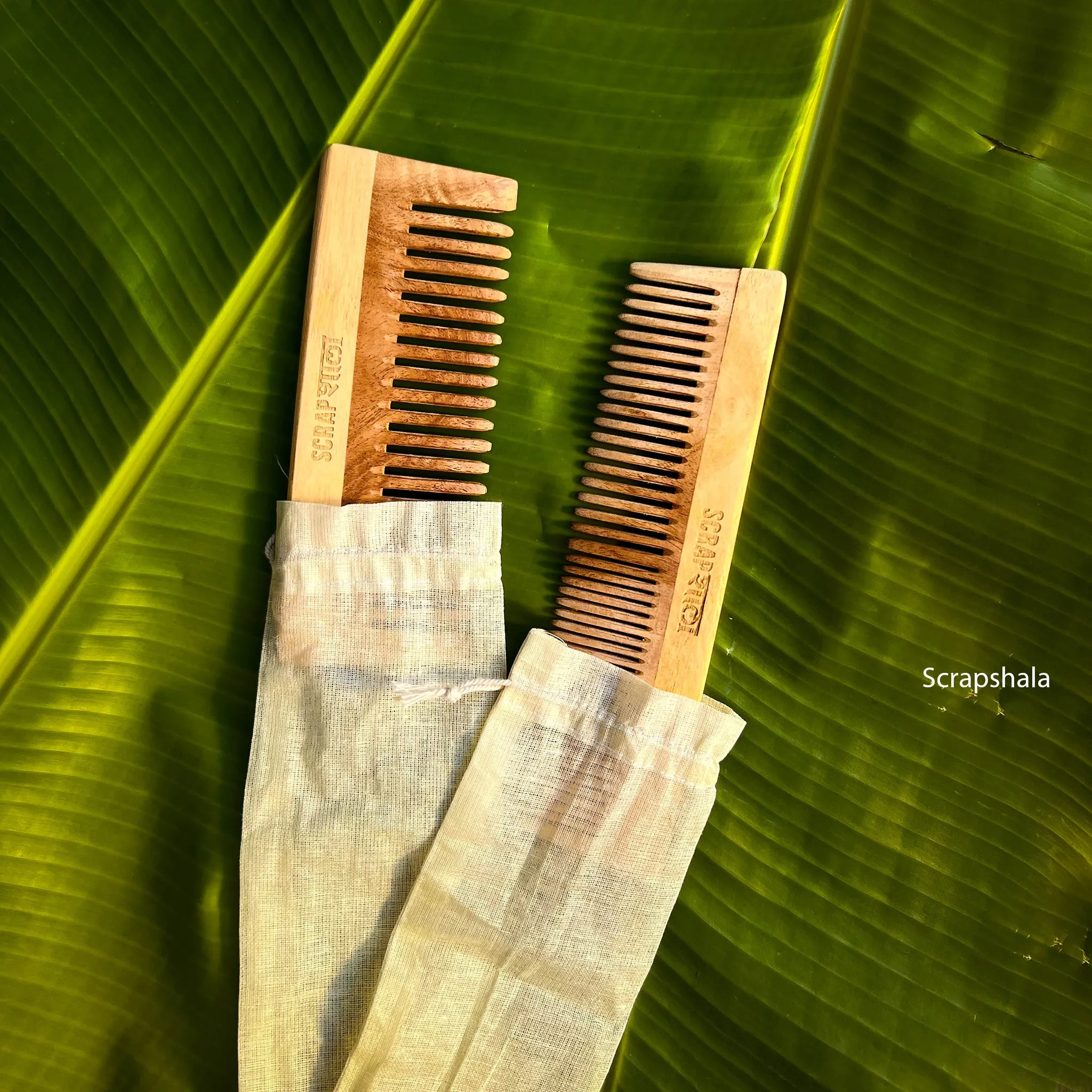Scrapshala Neem Ayurvedic Comb set | Anti-breakage | 100 % Biodegradable