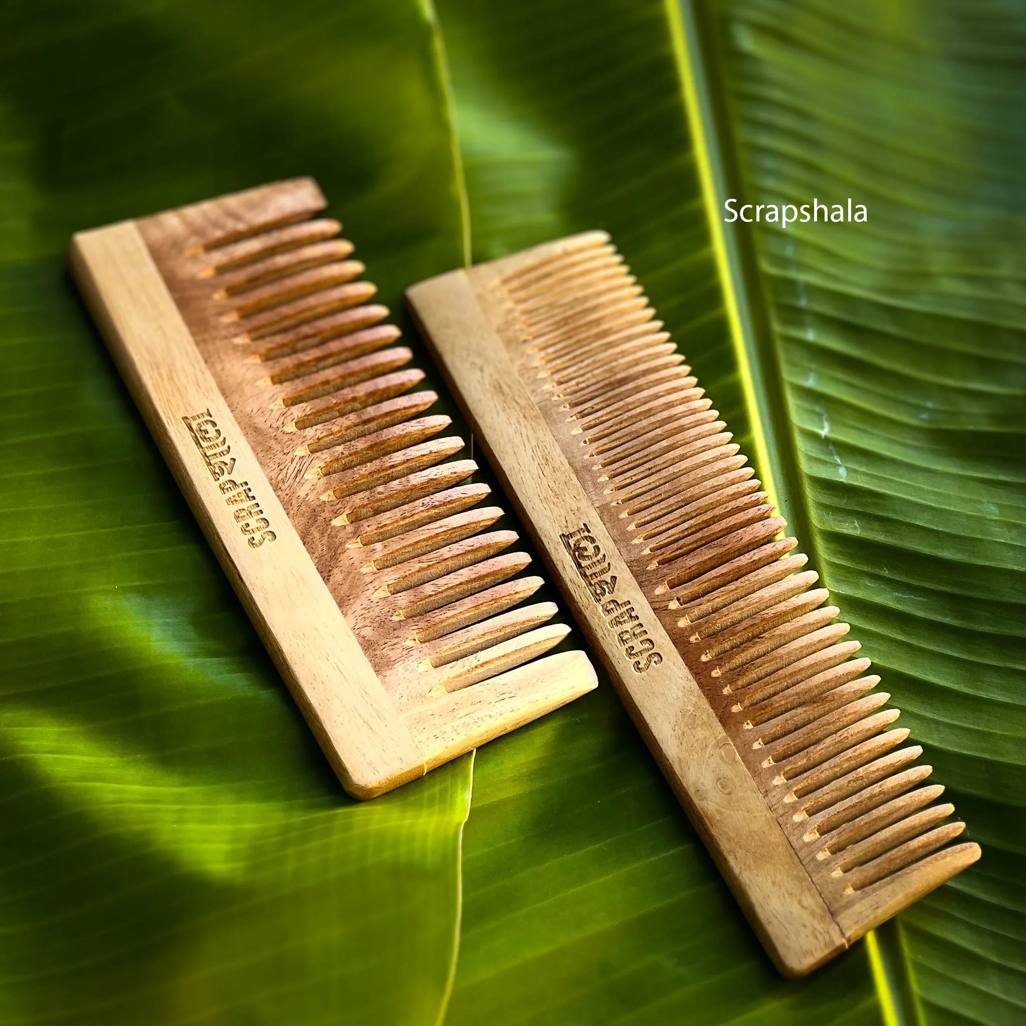 Scrapshala Neem Ayurvedic Comb set | Anti-breakage | 100 % Biodegradable