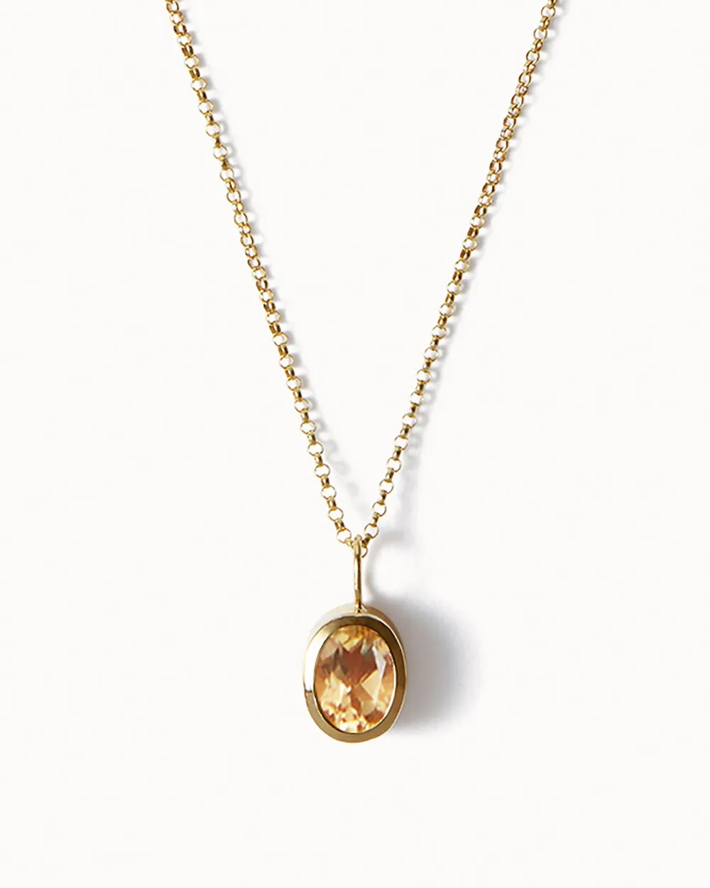 Solid Gold Citrine Gemstone Necklace