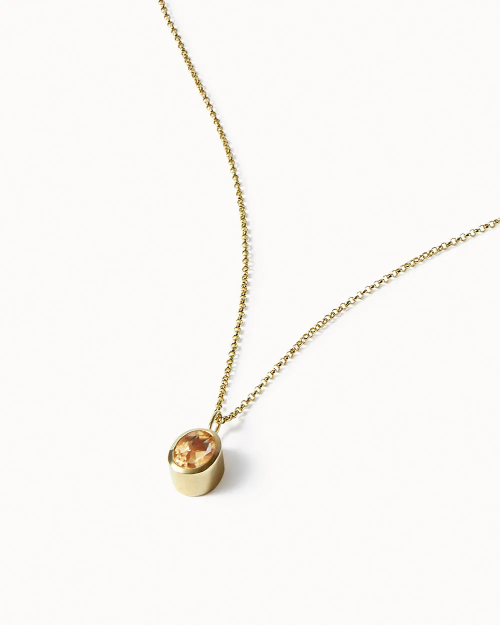 Solid Gold Citrine Gemstone Necklace