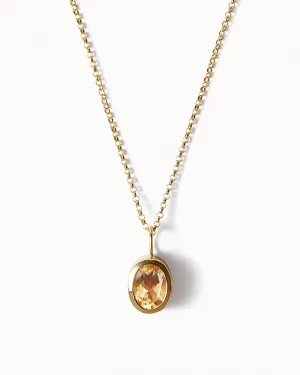 Solid Gold Citrine Gemstone Necklace