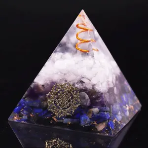 Sri Yantra Amethyst & Lapis Crystal Pyramid