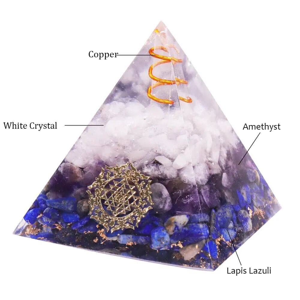 Sri Yantra Amethyst & Lapis Crystal Pyramid