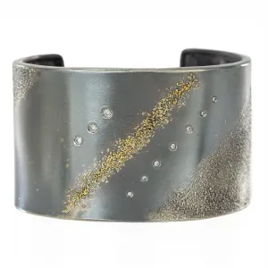 Stargazer Cuff - 22k Gold, Oxidized Silver   Reclaimed Diamonds
