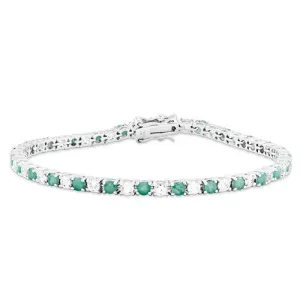 Sterling Silver Emerald & White Topaz Tennis Bracelet