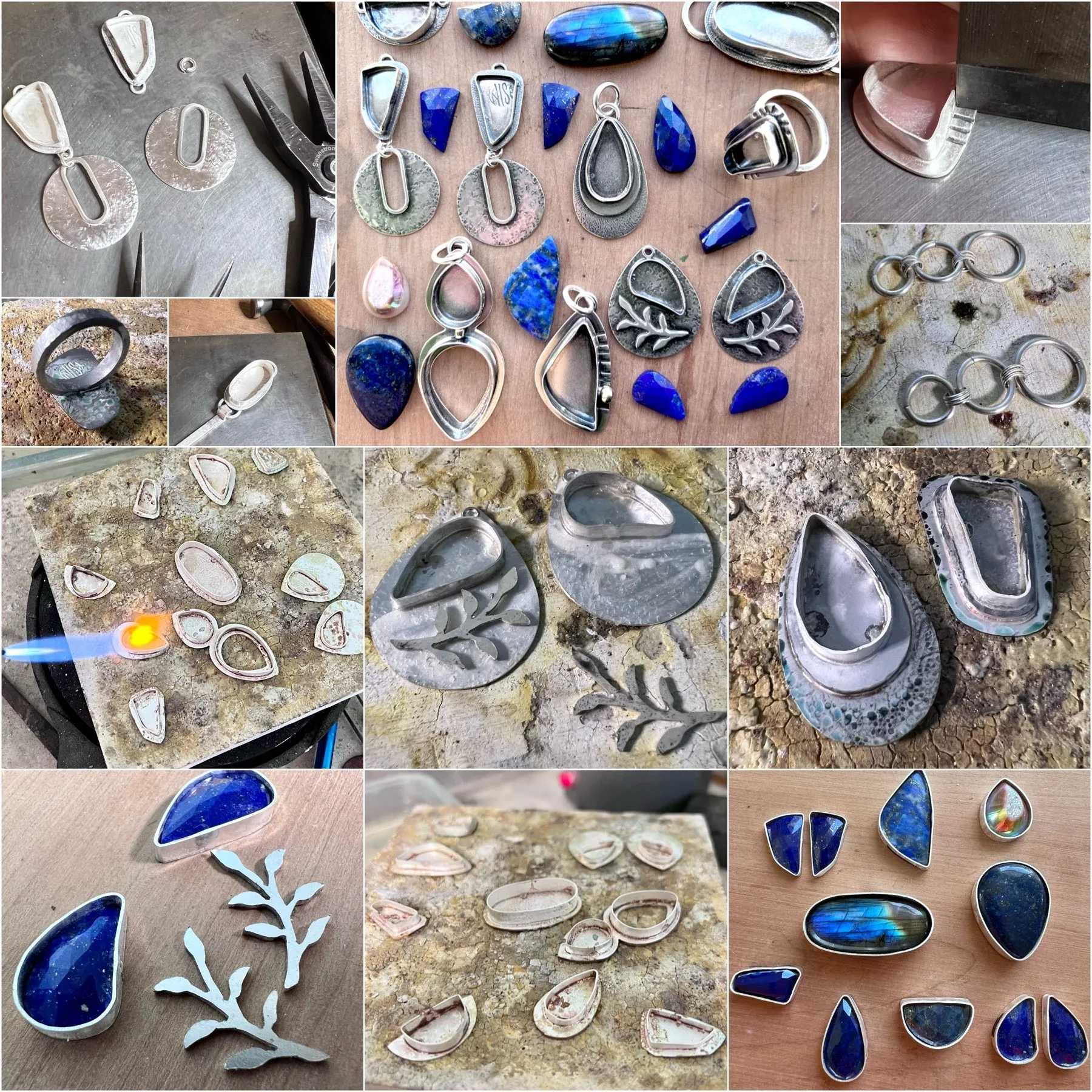 Sterling Silver Lapis Lazuli Necklace One of a Kind Raw Druzy