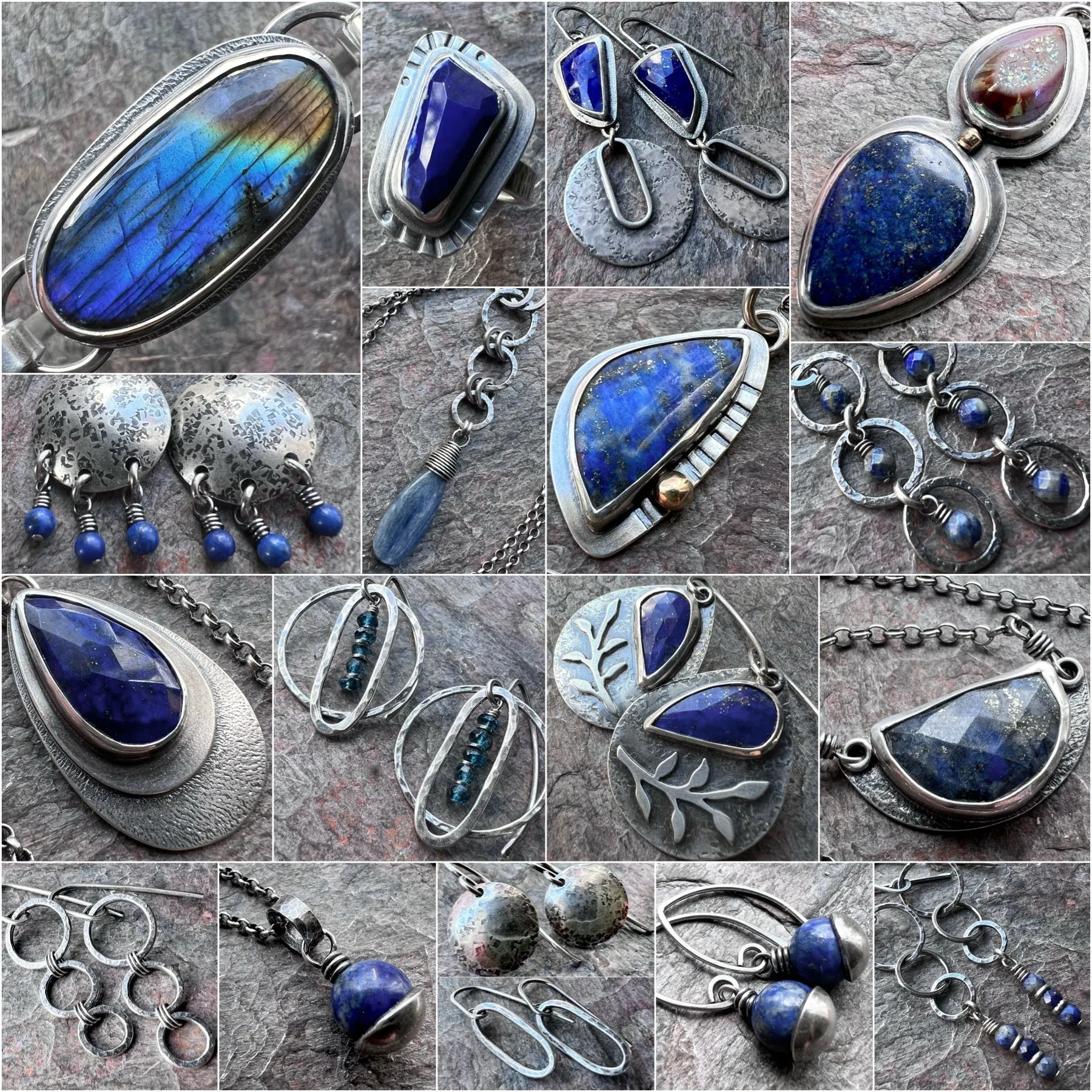 Sterling Silver Lapis Lazuli Necklace One of a Kind Raw Druzy