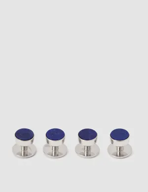 Stone Bow Stud Set in White Rhodium & Lapis Lazuli