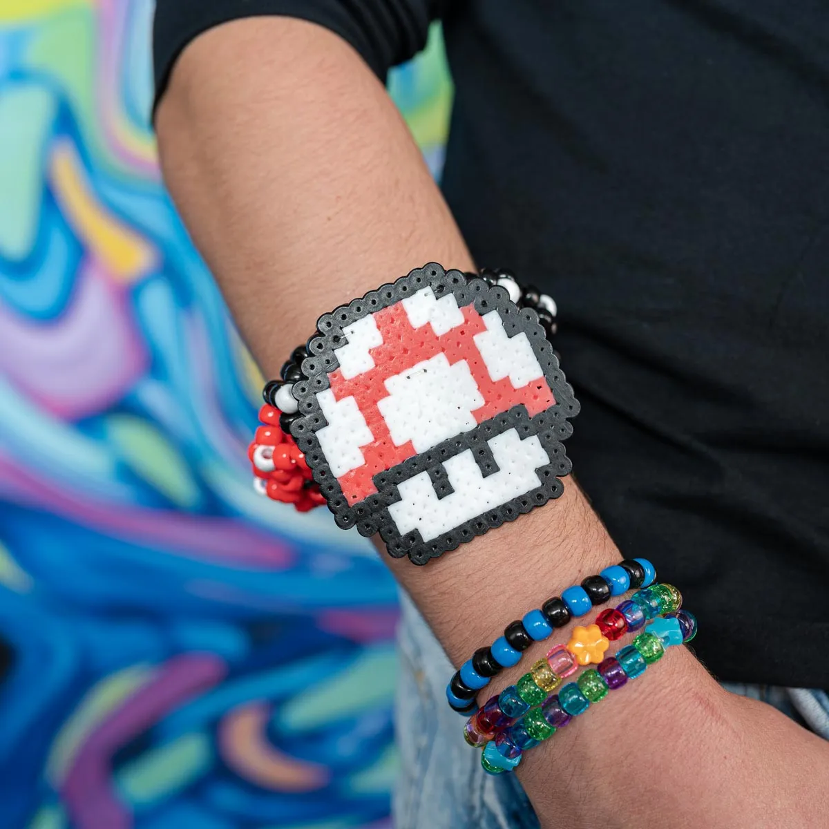 Super Mario 1UP Red Rave Kandi Cuff Bracelet