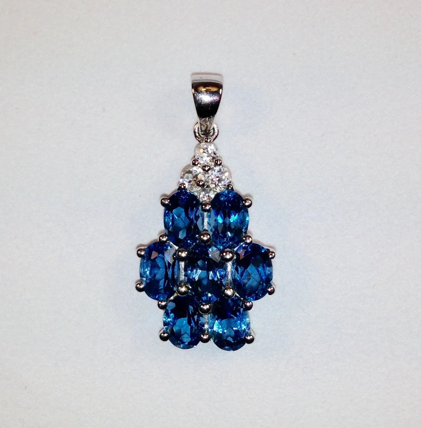 Swiss Blue Topaz & White Topaz Sterling Silver Pendant