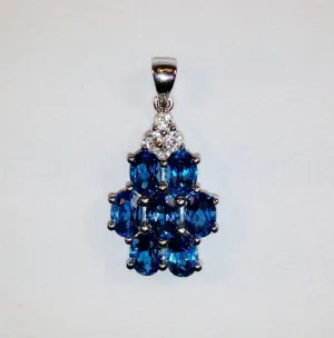 Swiss Blue Topaz & White Topaz Sterling Silver Pendant