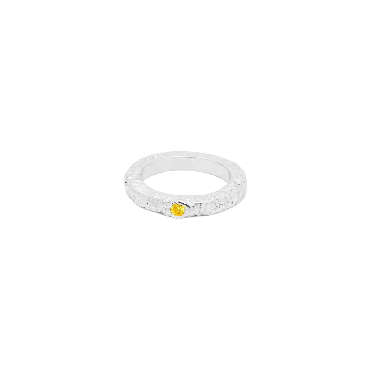 Thin Textured Band Gemstone Ring