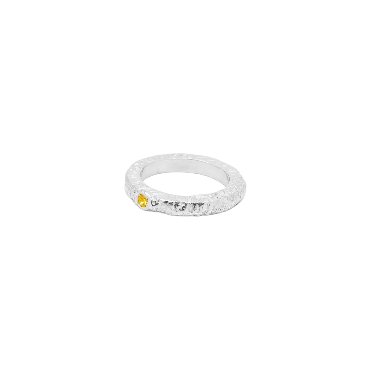 Thin Textured Band Gemstone Ring