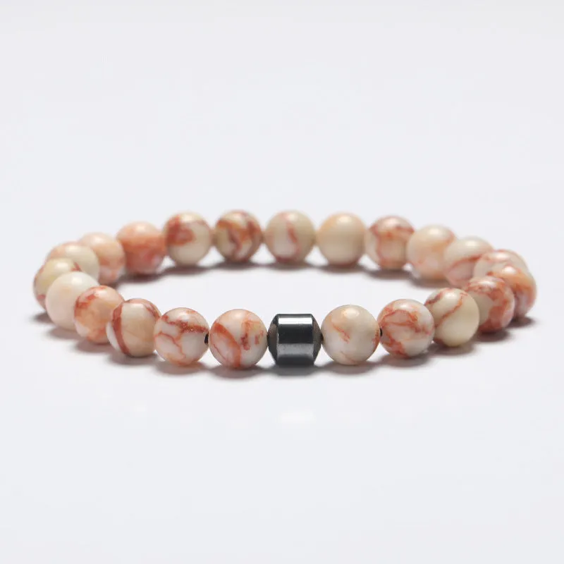 Turquoise Tiger's Eye Map Stone Malachite 8mm Men's And Women's Bracelet