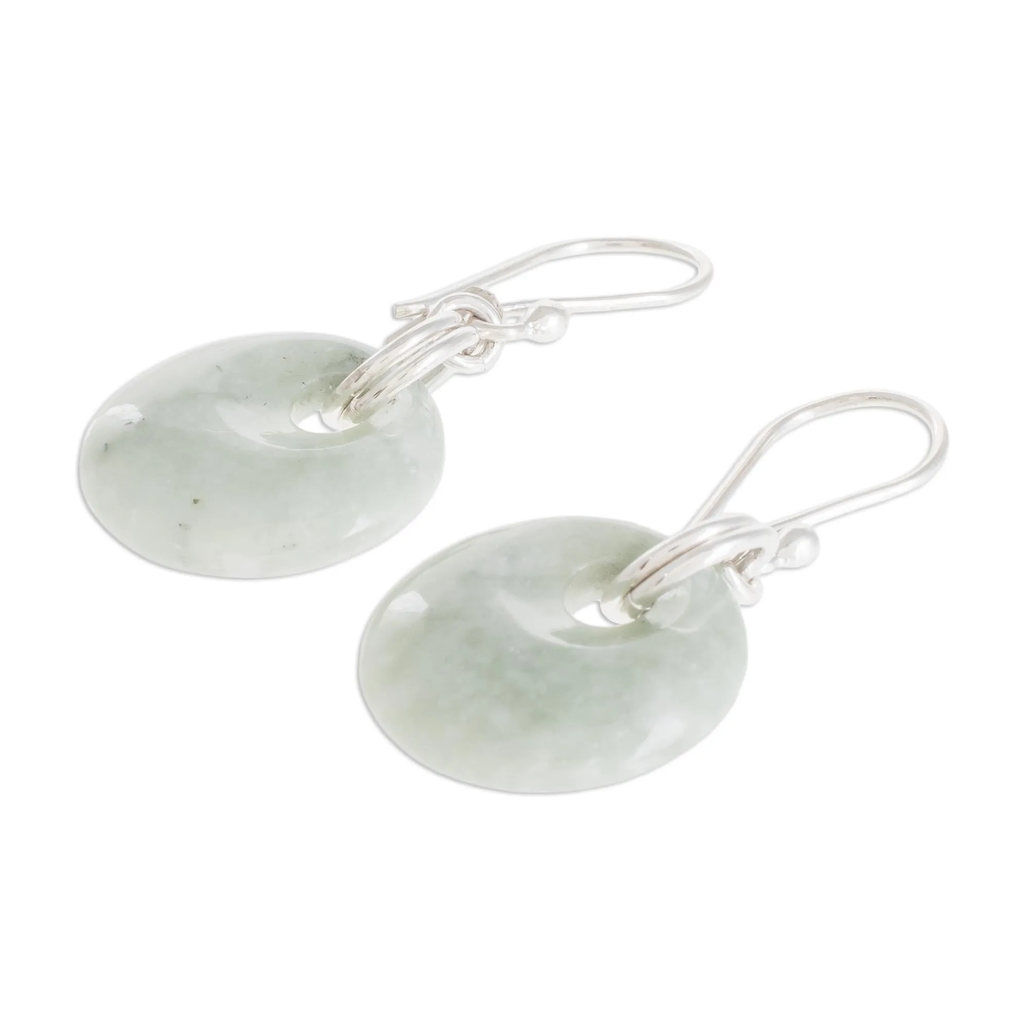 Unique Sterling Silver Dangle Jade Earrings - Maya Memory | NOVICA