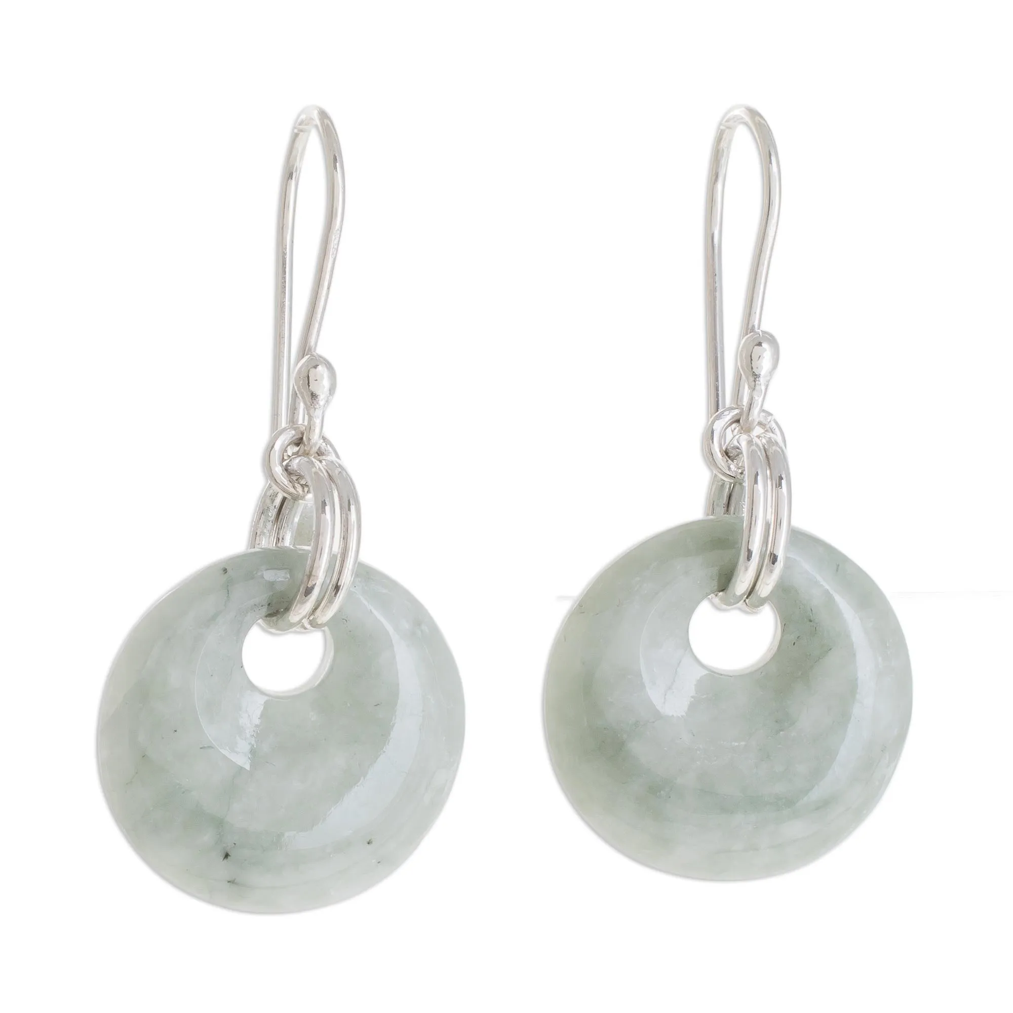 Unique Sterling Silver Dangle Jade Earrings - Maya Memory | NOVICA