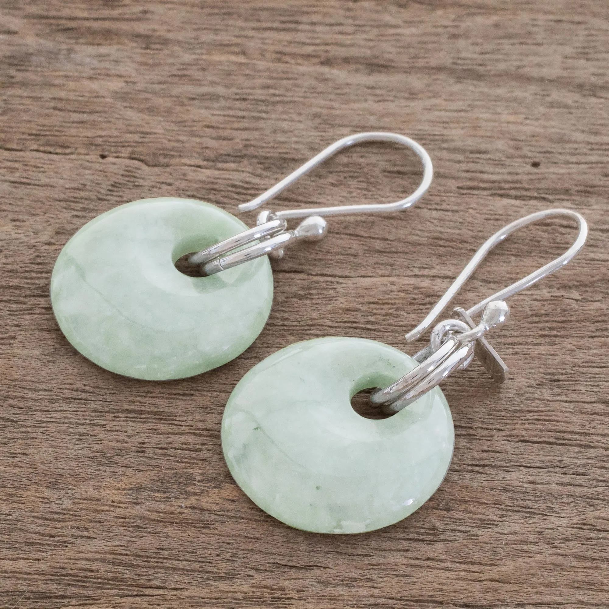 Unique Sterling Silver Dangle Jade Earrings - Maya Memory | NOVICA