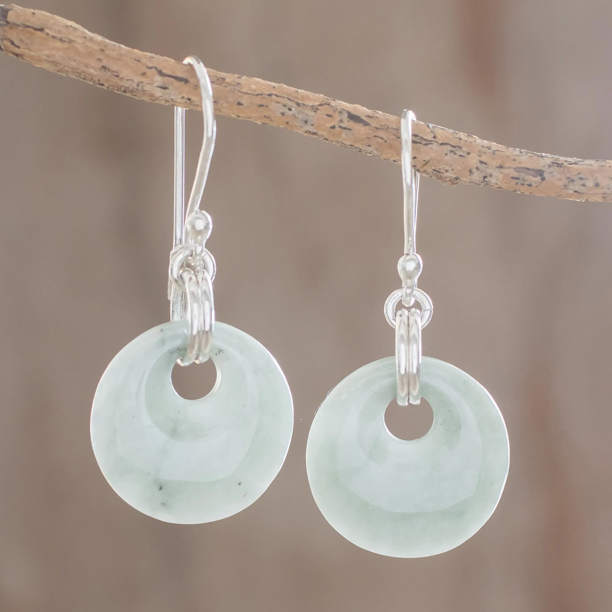 Unique Sterling Silver Dangle Jade Earrings - Maya Memory | NOVICA