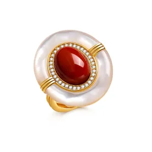 Vintage Design Natural Red Gemstones Ring